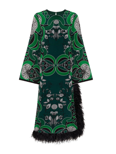 Borgo De Nor Enchantress green Seraphina crepe midi dress at Collagerie