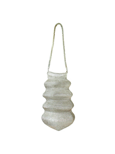 BrunnaCo Shell handwoven wire bag in silver at Collagerie