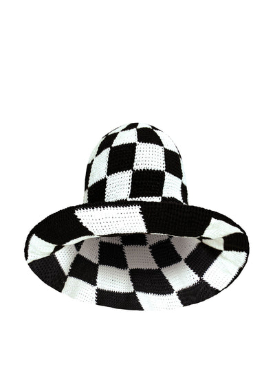 BrunnaCo Silo checkered crochet hat in black and white at Collagerie