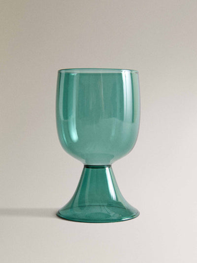 Zara Home x Collagerie Coloured short borosilicate wine glass at Collagerie