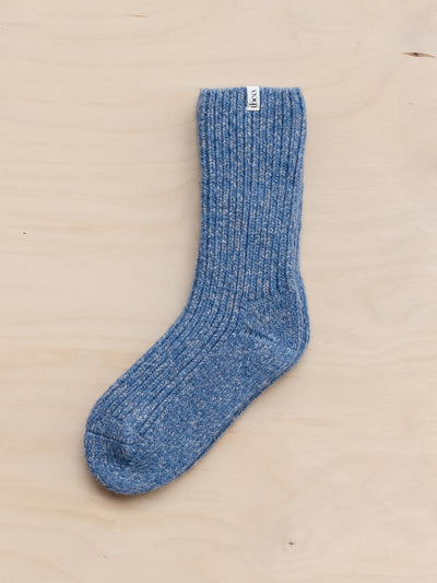 TBCo Cashmere and merino socks in blue fleck at Collagerie