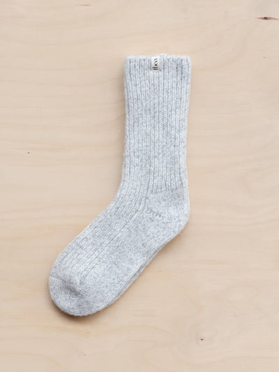 TBCo Cashmere and merino socks in grey fleck at Collagerie