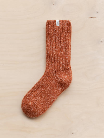 TBCo Cashmere and merino tipped socks in rust fleck at Collagerie