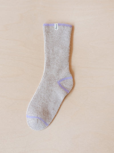 TBCo Cashmere and merino tipped socks in oatmeal at Collagerie