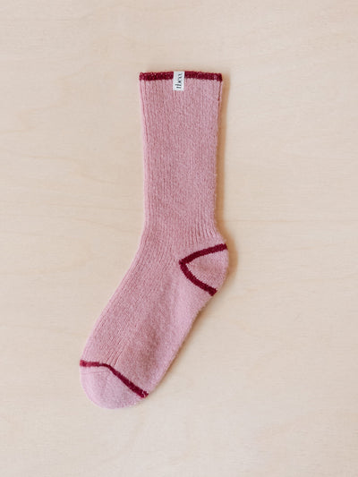 TBCo Cashmere and merino tipped socks in pink at Collagerie