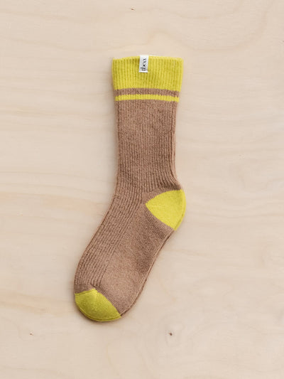 TBCo Merino striped socks in camel at Collagerie