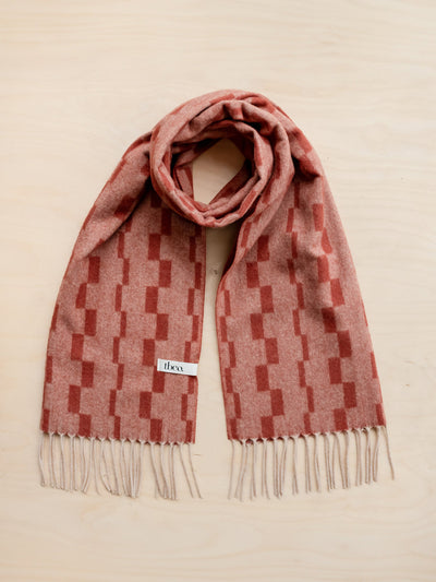 TBCo Lambswool oversized scarf in neutral checker at Collagerie