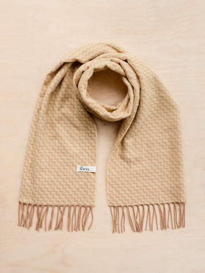 TBCo Lambswool oversized scarf in buttermilk chevron at Collagerie