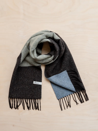 TBCo Lambswool oversized scarf in flora jacquard at Collagerie