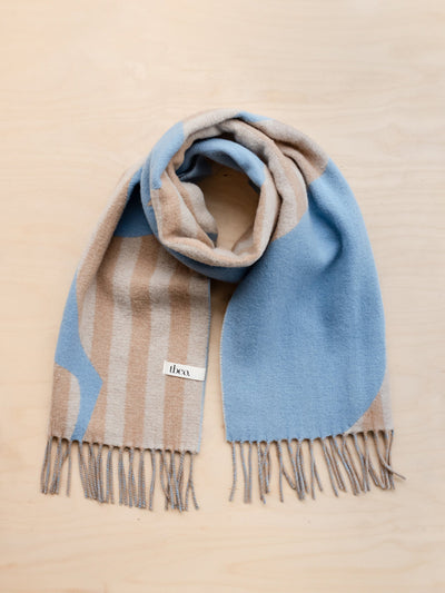 TBCo Lambswool oversized scarf in flora stripe jacquard at Collagerie