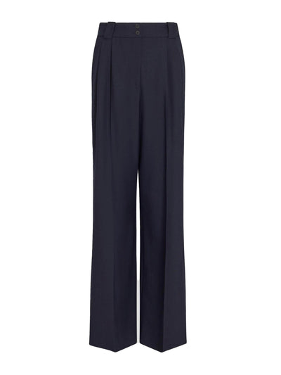 Cefinn Navy Margot new wool wide leg trousers at Collagerie