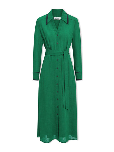 Cefinn Emerald green Fallon Techni voile maxi dress at Collagerie