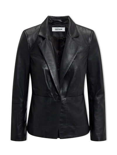 Cefinn Black Jayden leather blazer at Collagerie