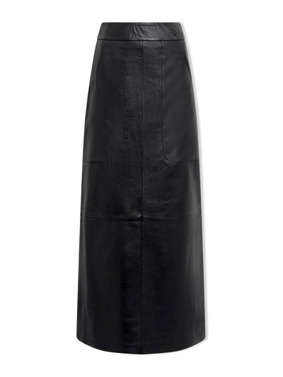 Cefinn Black Arlo leather maxi pencil skirt at Collagerie