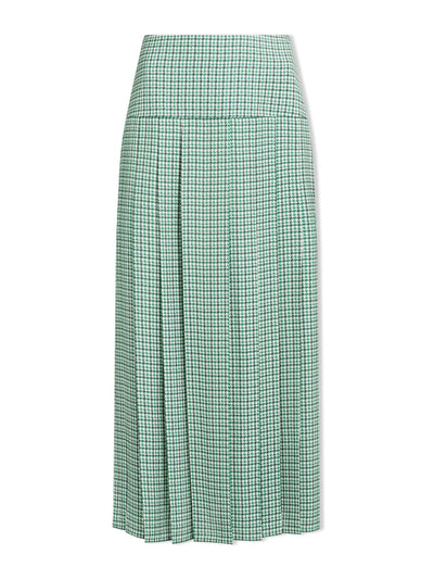 Cefinn Ecru green houndstooth print Sienna maxi skirt at Collagerie