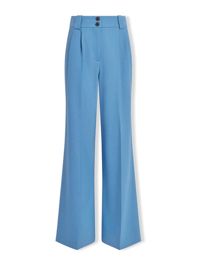 Cefinn Blue Margot new wool wide leg trousers at Collagerie