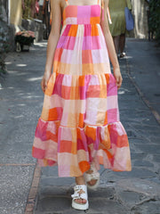 Maxi Laura dress in hibiscus check