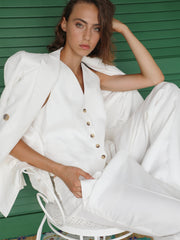 Emilia blazer in white linen Clothing Paper London    - Collagerie