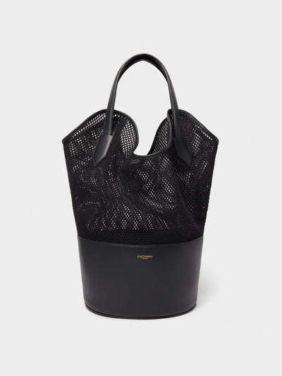 J&M Davidson Black Mesh Ray bucket bag at Collagerie