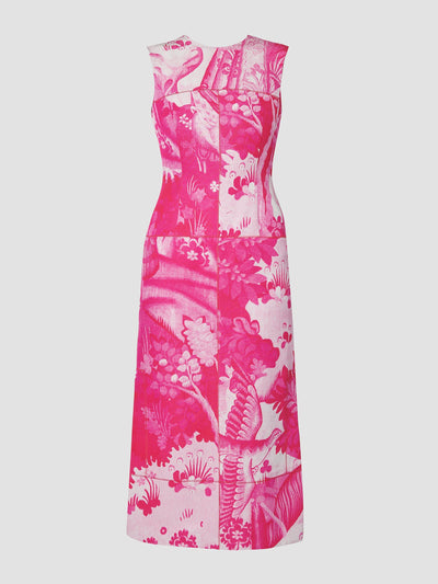 Erdem Cerise tapestry cotton faille pencil dress at Collagerie