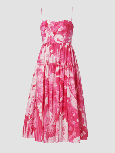 Erdem Cerise tapestry seersucker fit and flare dress at Collagerie