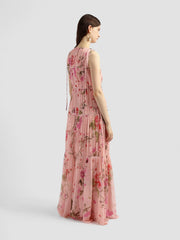 Ballet pink endsor silk voile gown with tie details