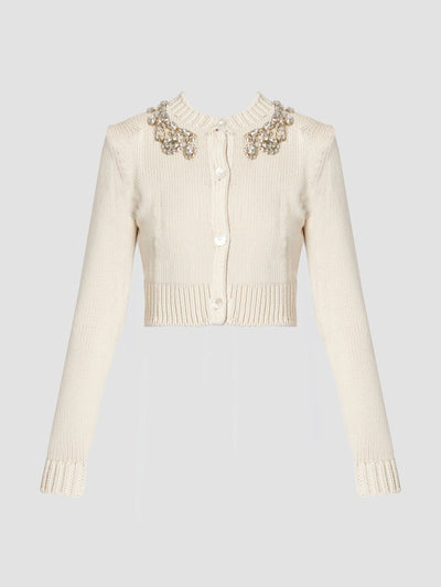 Erdem Calico embroidered cotton knit cropped cardigan at Collagerie
