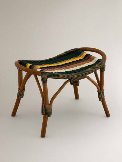 Zara Home x Collagerie COMING SOON - Striped rattan footrest at Collagerie