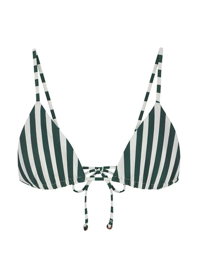 Anemos Green vertical stripes string triangle bikini top at Collagerie