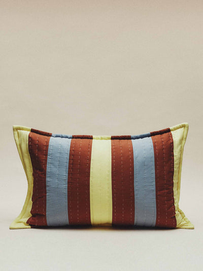 Zara Home x Collagerie Striped patchwork cotton cushion cover at Collagerie