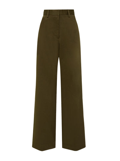 Matteau Olive straight twill trousers at Collagerie