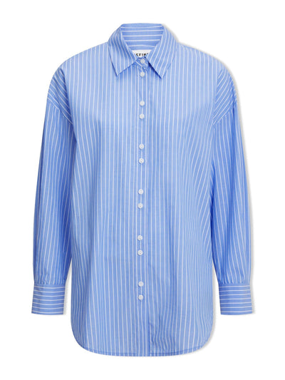 Cefinn Sammy blue and white stripe oversized shirt at Collagerie