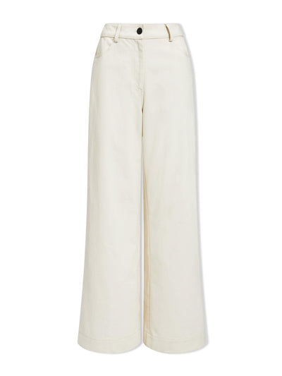 Cefinn Ecru Hayden cotton wide leg trouser at Collagerie