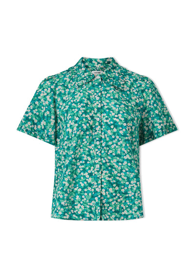 Cefinn Mid green blossom print Pippi cotton blend blouse at Collagerie