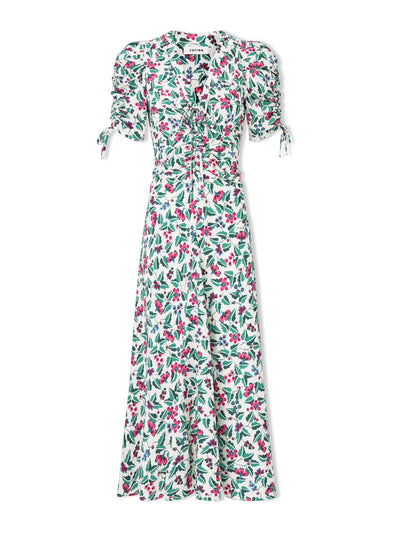 Cefinn White multi tropical floral print Ophelia bias cut maxi dress at Collagerie