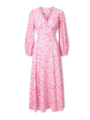 Hot pink blossom print Cora cotton blend maxi dress Dress Cefinn    - Collagerie