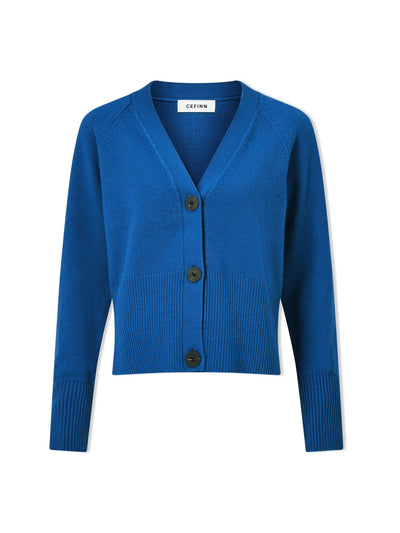 Cefinn Bright blue Caro cotton cardigan at Collagerie