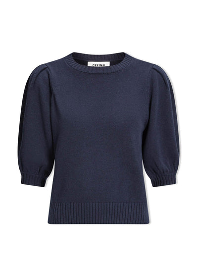 Cefinn Navy Amalie linen blend jumper at Collagerie