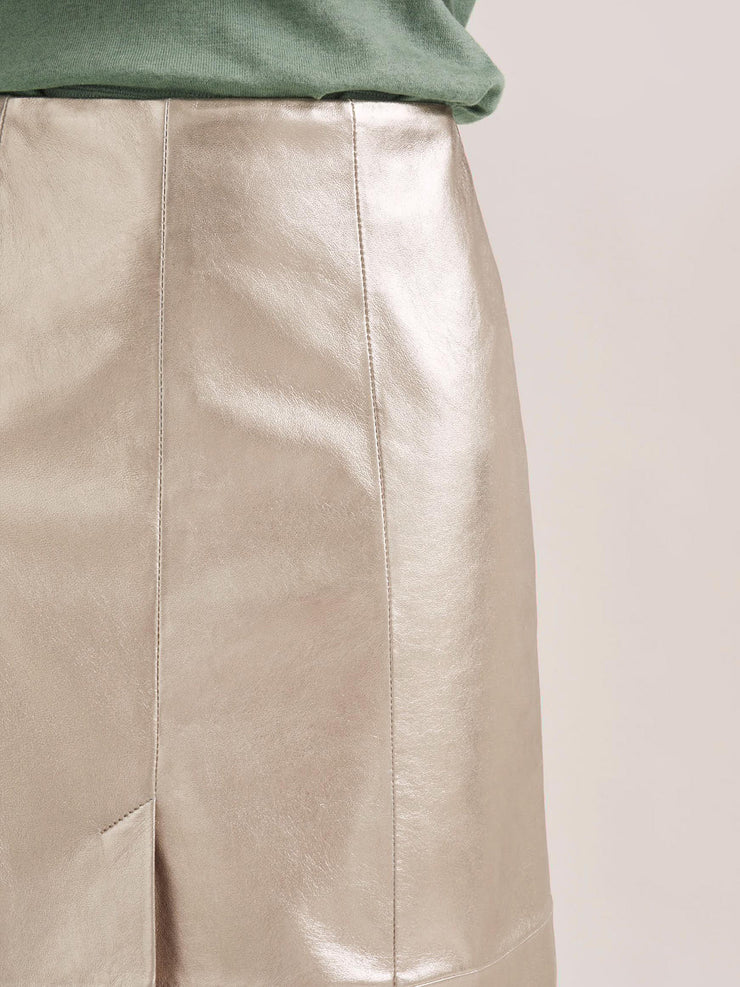 Light gold Robyn leather midi skirt