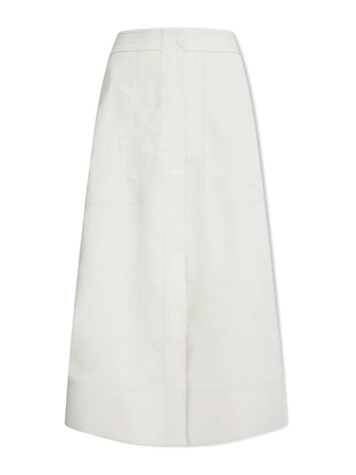 Cefinn Cream Safia techni linen midi skirt at Collagerie