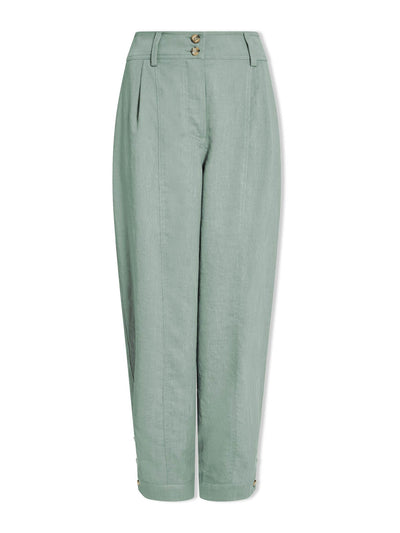 Cefinn Sage green Tyson techni linen tapered trousers at Collagerie