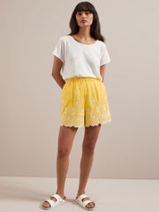 Yellow white Bonnie organic cotton shorts