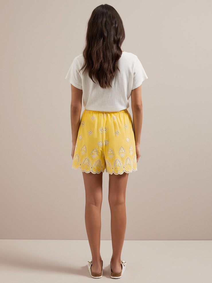 Yellow white Bonnie organic cotton shorts