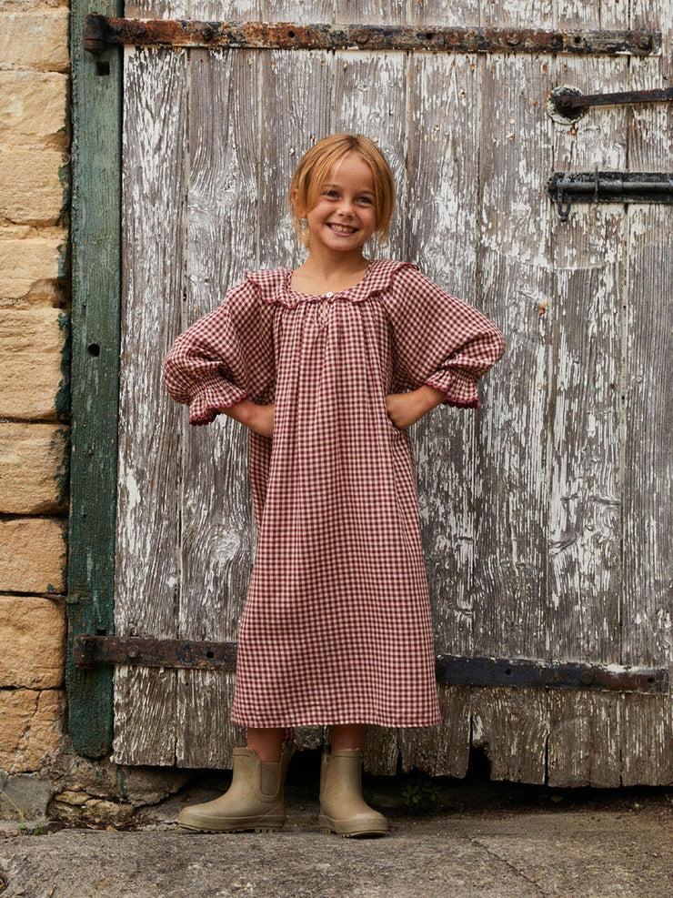 Rust gingham Sabrina nightdress  If Only If    - Collagerie