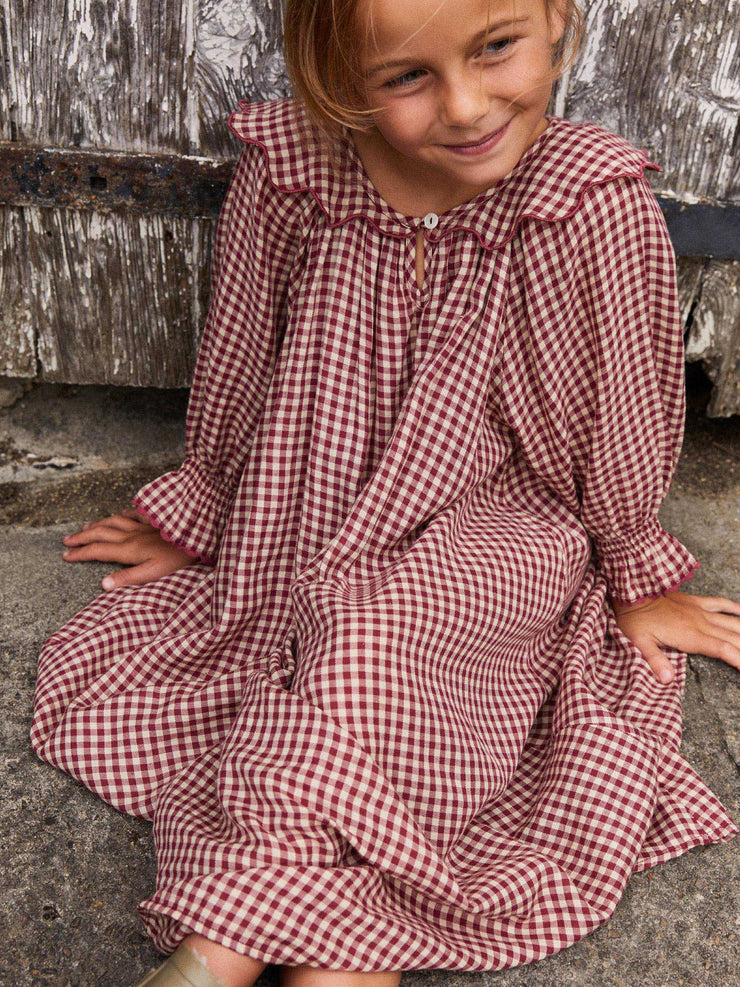 Rust gingham Sabrina nightdress  If Only If    - Collagerie