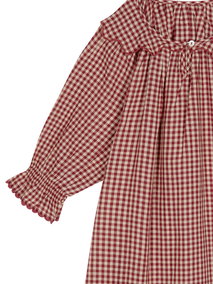 Rust gingham Sabrina nightdress  If Only If    - Collagerie