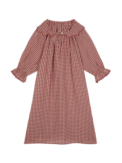 If Only If Rust gingham Sabrina nightdress at Collagerie