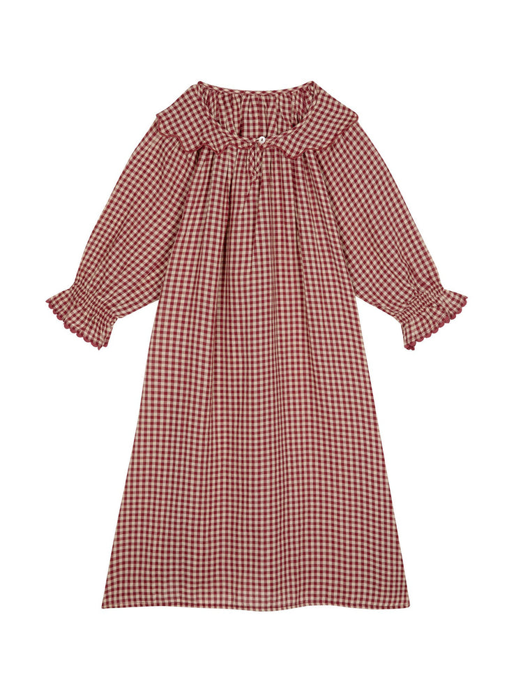 Rust gingham Sabrina nightdress  If Only If Age 2-4   - Collagerie