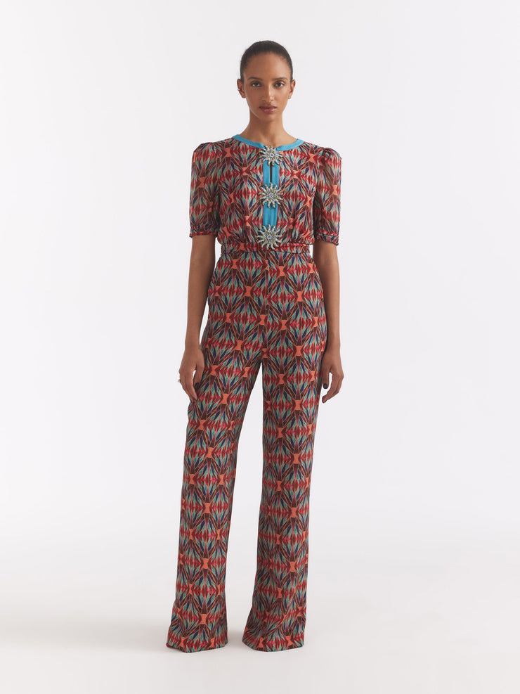 Topaz silk Jamie jumpsuit