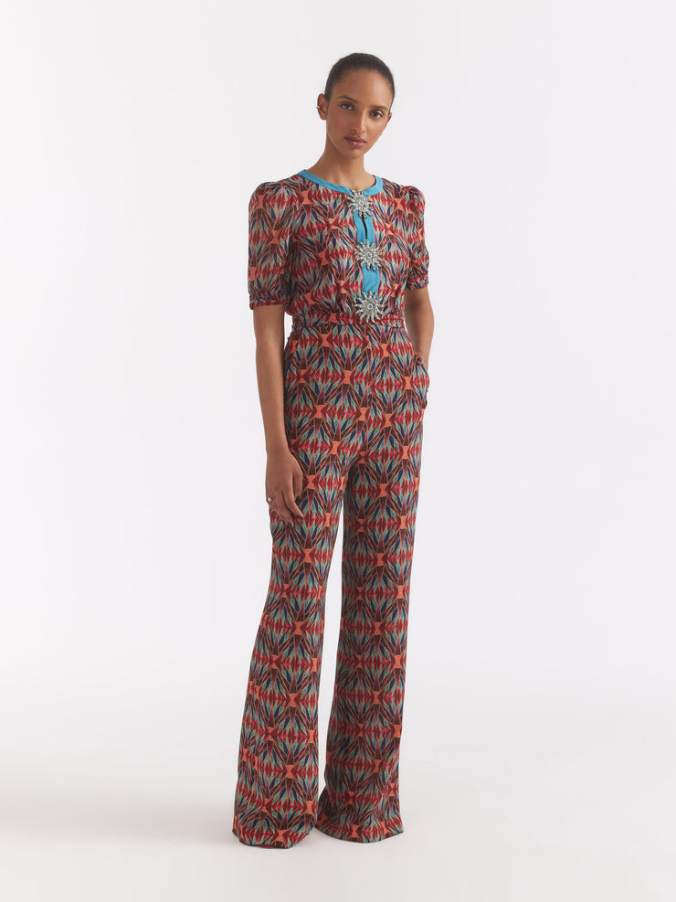 Topaz silk Jamie jumpsuit